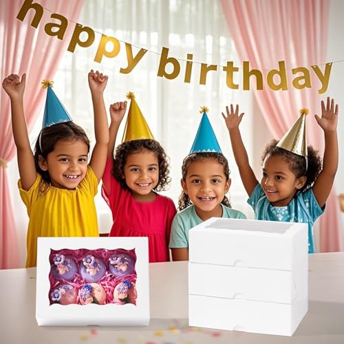 20PCS White Cookie Boxes with Window, 8x6x2.5 Inch Gift-Ready Pastry Box for Chocolate Strawberries, Macarons, Truffles, Perfect for Valentine's Day, Mother's Day, Christmas Party Favors - color: White