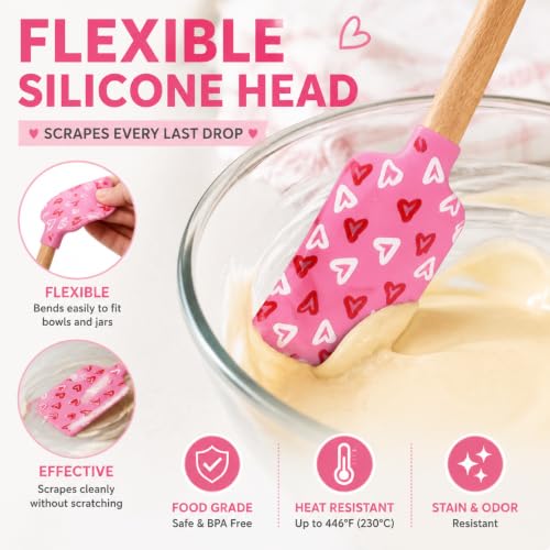 Silicone Spatula Set – 3-Piece, Wooden Handle, Heat Resistant 600°F