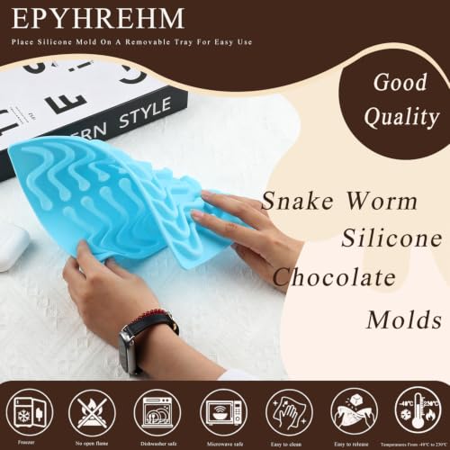 20 Cavity Worm Silicone Chocolate Molds - color: Blue