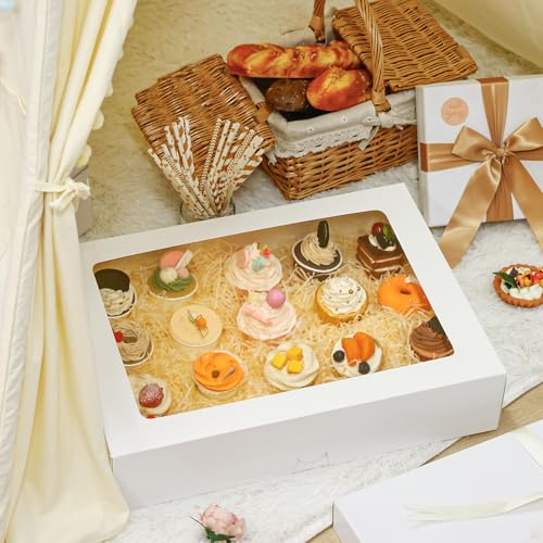 Moretoes 10pcs 19x14x4in Large Half Sheet Cake Boxes with Window,Auto-Popup - size: 19*14*4In