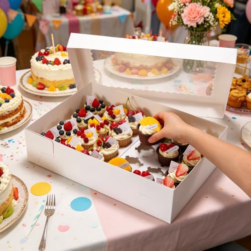 5 Pack 24 Count Standard Cupcake Boxes with Window & Inserts White - color: white