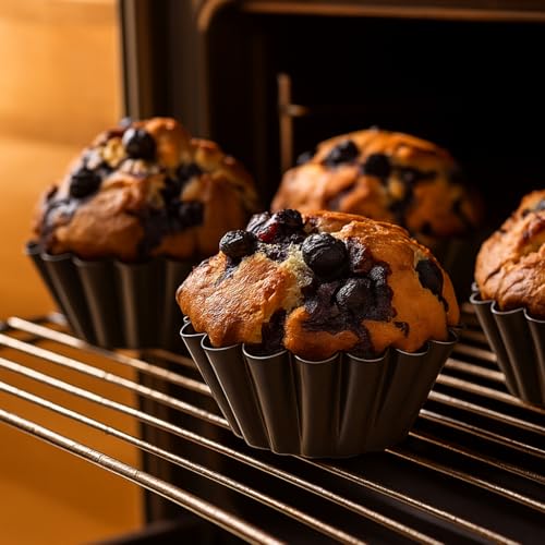 Pudding Moulds Set of 12, Carbon Steel Yorkshire Pudding Tins 3.93 Inch, Mini Tart Tins, Egg Tart Mold, Mini Quiche Tins, Individual Cake Tins for Flans, Tartlets, Desserts & Sunday Roast Baking