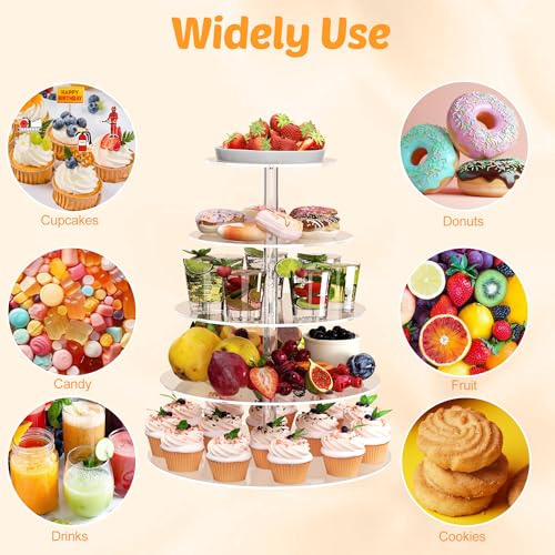 5 Tier Round Cupcake Stand for 50 Cupcakes Acrylic Cupcake Tower