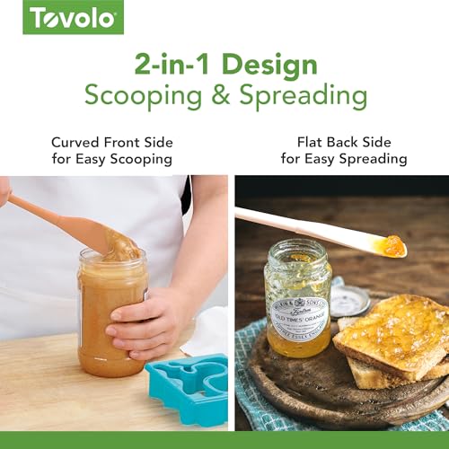 Tovolo Silicone Jar Spatula Long Handled Rubber Scraping Scooping Tool for Peanut Butter Jam Jelly Jars Blenders, Extra Long Flex Core Silicone Jar Scraper Dishwasher Safe BPA Free, Charcoal Gray