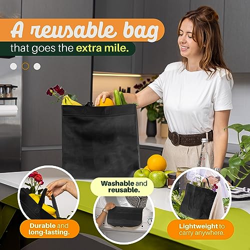 Simply Cool 50 Pack Reusable Grocery Bags, Large Tote Bags Bulk, Black - color: Black, size: 50 Pack - Large Bags