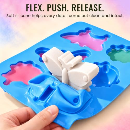 SJ Silicone Molds for Crafts, 2 Pack Butterfly and Insect Soap Molds - color: Orange+Blue / Dragonfly+Butterfly+Ladybug