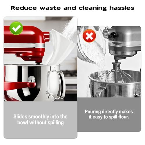 2026 New Flour Funnel for Kitchen Aid Mixer,Fits Tilt-Head 7 Qt (KSM150) - color: C White