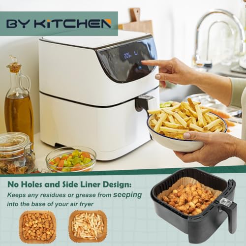 BYKITCHEN 10 Inch Large Square Air Fryer Liners for 7-12QT XL Airfryer - size: Square-10in (7 to 10+QT)