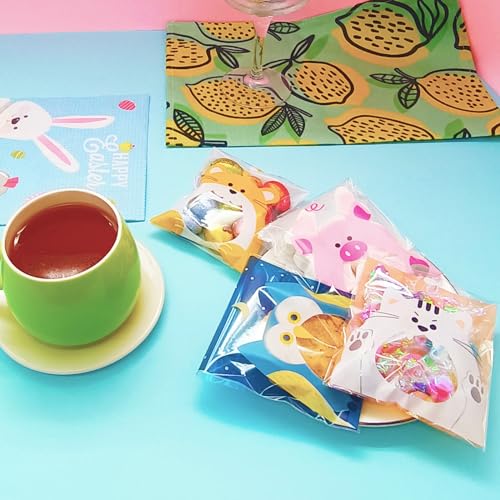 Jagrove 100PCS Cellophane Bags 4X4.5 Inch Clear Self Sealing Goodie Candy Cookie Snack Treat Bags for Party Supplies Bakery - color: Animal Print A, size: 100 Count (Pack of 1)