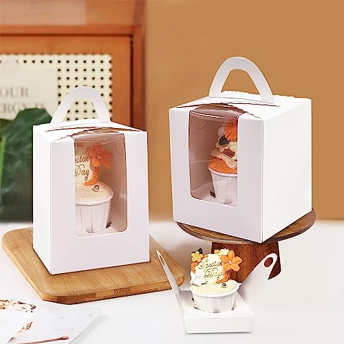 Bakepacker Auto-pop up Cupcake Boxes, White, 3.7 x 3.7 x 4.3 inch 25 Count - color: White, size: 3.7x3.7x4.3inch/25packs