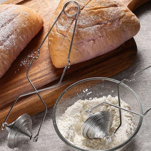 Cabilock Stainless Steel Flour Sieve Handheld Mesh Flour Sifter for Baking Powdered Sugar Cocoa Almond Powder Fine Mesh Strainer for Kitchen Sifting Tool - size: 23x6cm