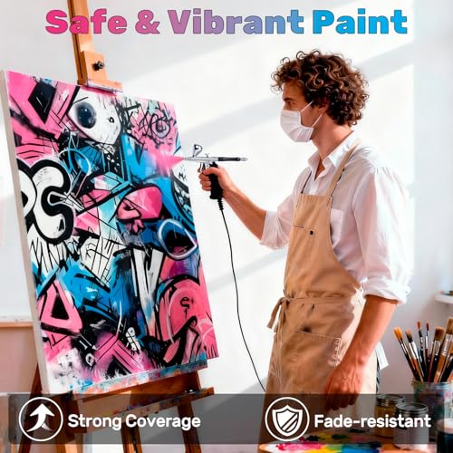 42 Colors Airbrush Paint Set with 3 Primers & 5 Thinners,20 ml/Bottle