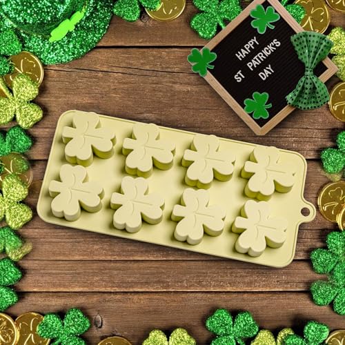 Shamrock Chocolate Molds, 2 Pack Silicone Dessert Mold, St. Patrick's Day Theme, Green, Silicone, BPA Free - size: Shamrock