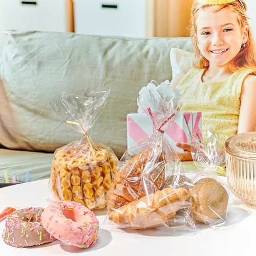 200 PCS Transparent Clear Cellophane Bags 6x9 Inches With Ties for Cookies, Gifts, Products, Candy, Favors - Resealable Packaging - size: 200 Count (Pack of 1)