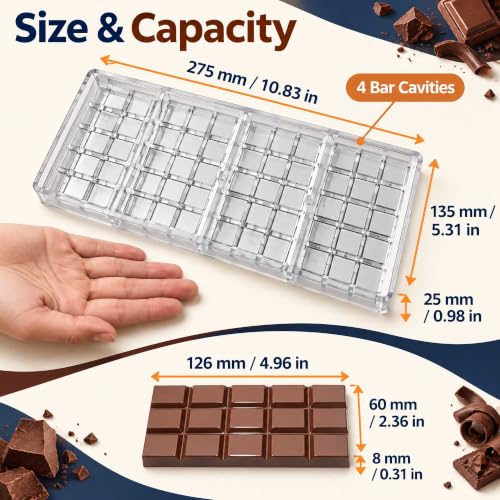 GRAINRAIN polycarbonate chocolate mold polycarbonate chocolate bar mould Clear hard plastic DIY candy pastry tools (19368) - color: 12