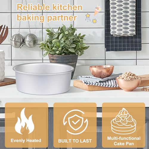 8 x 3 Inch Aluminum Round Cake Pan, 3-Piece Set Cake Baking Pans, Round Layer Cake Baking Pans for Birthday Wedding Home Kitchen DIY Baking Tools, Heavy Sturdy & Healthy, Oven Safe - size: 8 x 3 Inch, Set of 3
