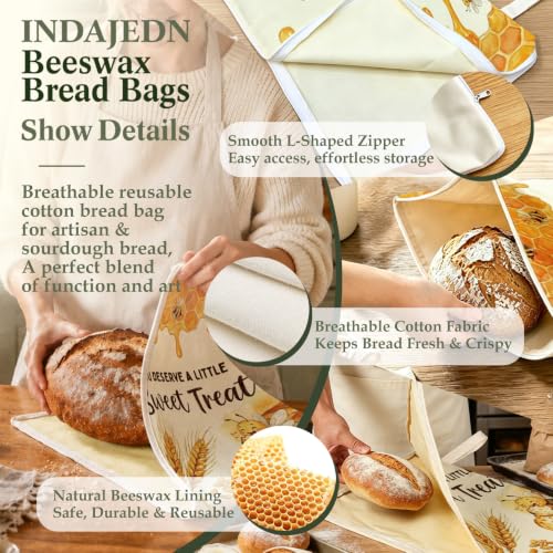 Sweet Baking Lover Gifts Beeswax Bread Bags 2 Pack XL 13x17in - color: Sweet Treat