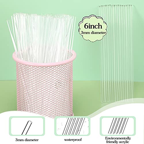 Zopeal 200 Pcs Acrylic Lollipop Stick Cake Pop Rod(6 x 0.12 Inches,Clear) - size: 6 Inch