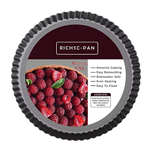 RICHSC-PAN Tart Pan 10 Inch Tart Pan Carbon Steel Round Non-Stick Pan. - size: 10*1.1Inch
