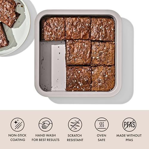 OXO Good Grips Non-Stick Pro Ceramic Coated 9 in Square Cake Pan, Biscuit - color: Tan, size: 9" Square Cake Pan