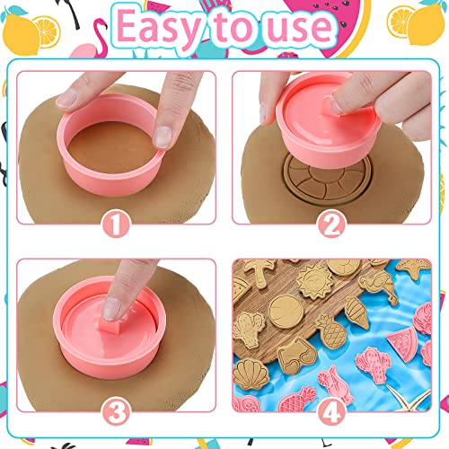 Cunhill 16 Pcs Summer Beach Cookie Cutters with Plunger, Tropical Molds