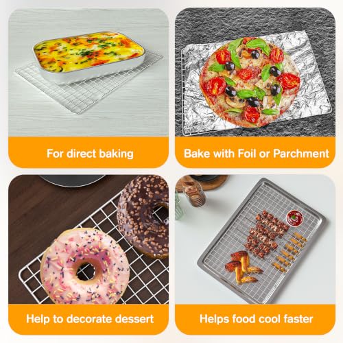 2 PCS Cooling Racks for Cooking and Baking, 10" x 15", Silver - color: Silver, size: 10‘’x15‘’-2PC