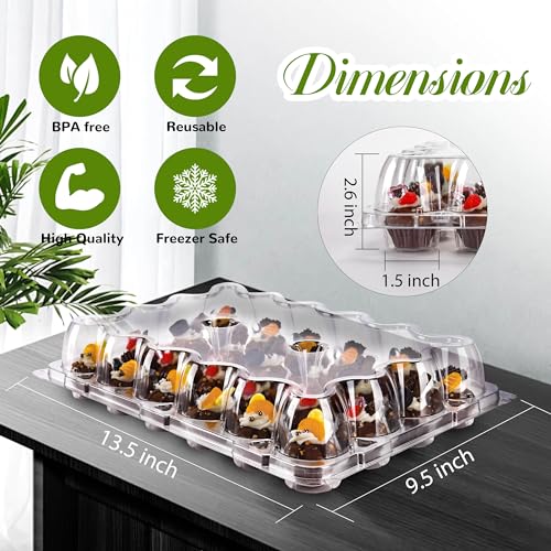 NPLUX Mini Cupcake Containers 20 Pack 24-Count for 480 Treats Stackable