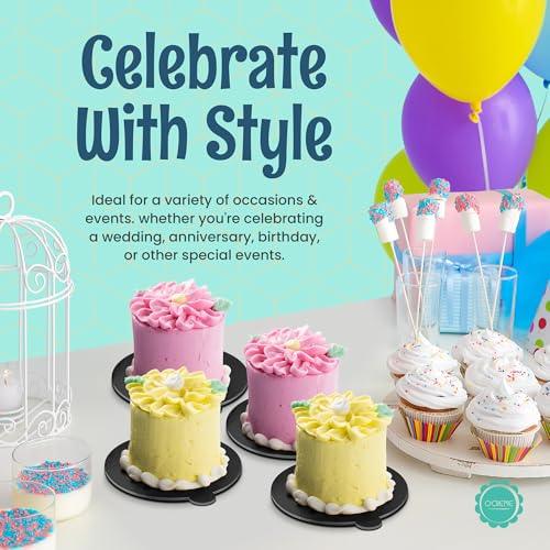 O'CREME Mini Cake Boards Round Black Foil 3.25 Inch with Tab 100ct - color: Black, size: 3-1/4 Inch