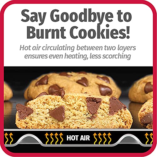 GoodCook AirPerfect Insulated Cookie Sheets Set of 2 Nonstick Carbon Steel Construction Pans for No-Burn Baking with Ergonomic Grip, 16 x 14-Inch, Gray - color: Gray, size: 16 x 14-Inch