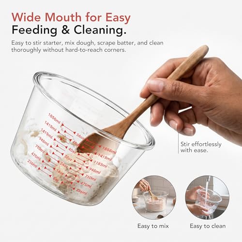 2 Set Red Sourdough Starter Jars, Wide Mouth Sourdough Container - color: Red