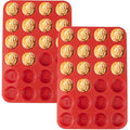 24 Cups Silicone Mini Muffin Pan Set, Nonstick Mini Cupcake Pans, BPA Free Small Muffin Tin for Baking, Set of 2 (Red+Red) - color: Set of 2--24 Cups (Red+Red)