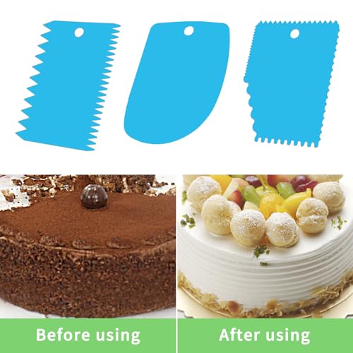 Cake Scraper, 6 Pcs Cake Smoother Scraper, Dough Scraper Blue - color: Blue