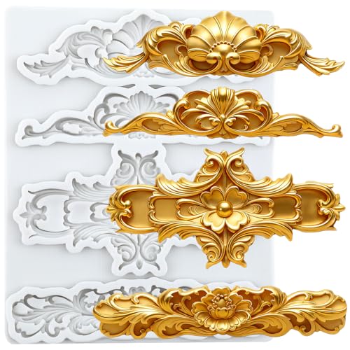 Baroque Style Fondant Mold Curlicues Scroll Lace Silicone Molds