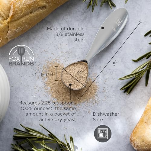 Fox Run Stainless Steel Yeast Measuring Spoon, 2.25 Teaspoons, 0.25 Ounces - size: 2.25 teaspoons (0.25 ounces)