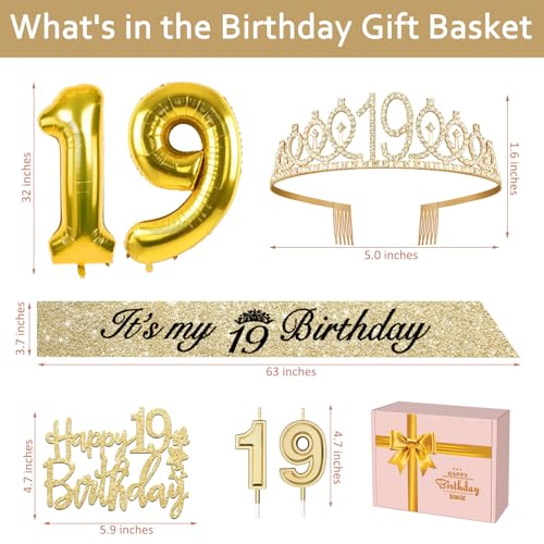YeohJoy Gold 19th Birthday Decorations for Girls - style: 19th
