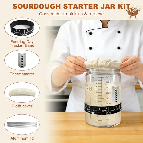 Sourdough Starter Kit with Sourdough Jar & Baking Supplies for Beginner - color: Orange