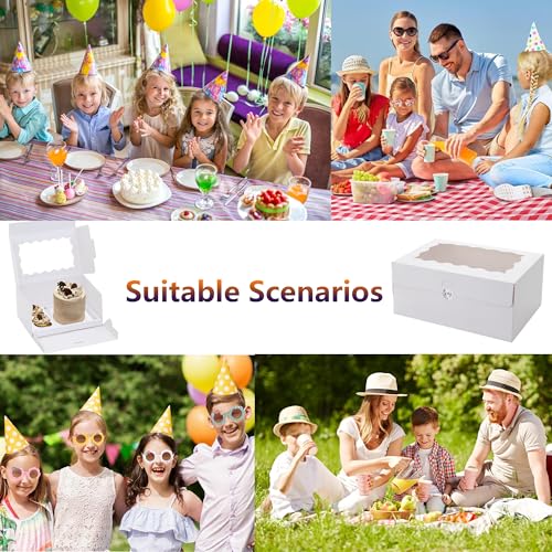 6 Sets Bento Cake Box with Cupcakes, Mini Cake and Cupcake Box with 2 Cupcakes and Tiered Mini Cake - color: White-6pack