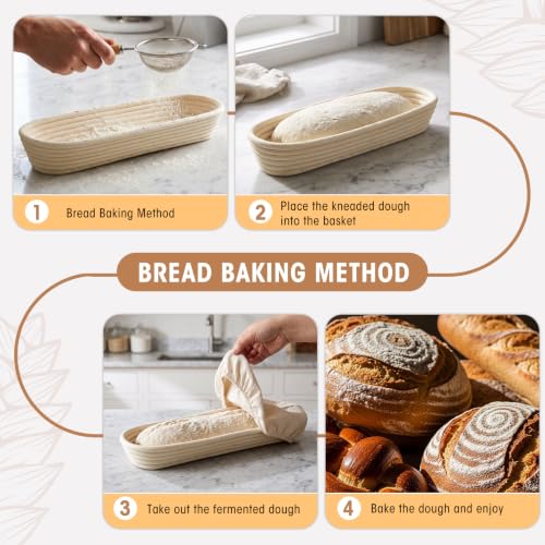 Vesici 15 Inches 10 Pack Baguette Banneton Proofing Basket with Linen Liner - size: 15 Inches