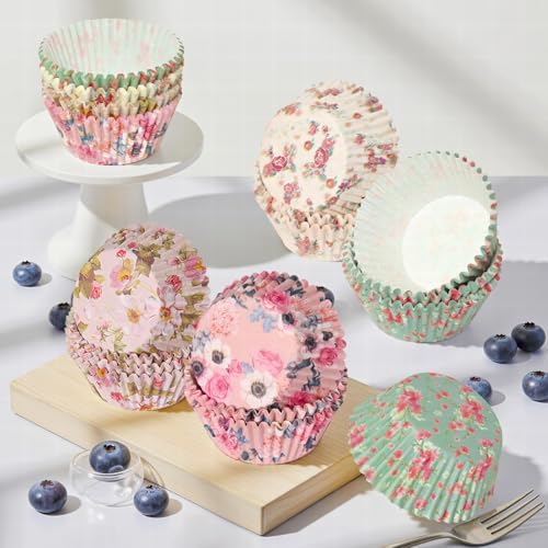 Standard Floral Cupcake Liners, Colorful Muffin Baking Cups 400pcs - size: Standard Size