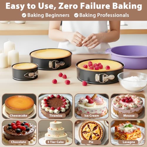 Springform Pan Set of 3 Nonstick Spring Form Pan for Cheesecake