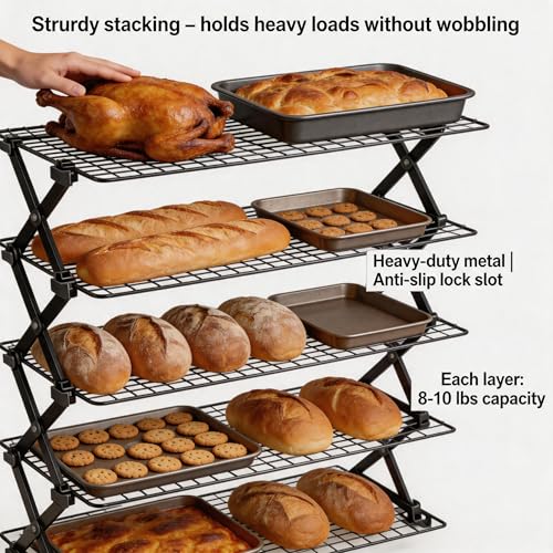 5-Tier Stackable Baking and Cooling Rack for Cookies and Bread