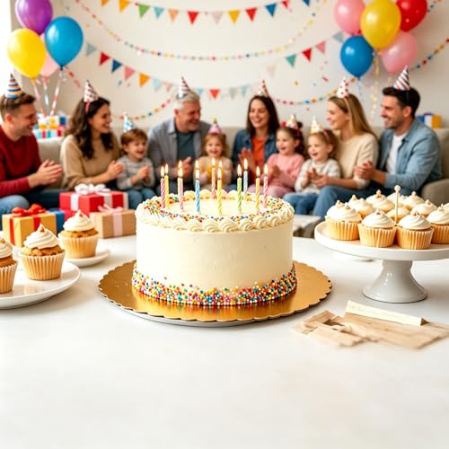 Gold Scalloped Cake Boards, 4 Pack, 6, 8, 10, 12 Inch Cake Circles - color: Gold