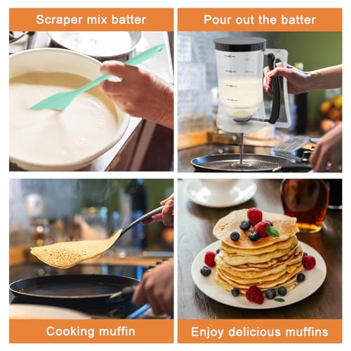 4 Cup Pancake Cupcake Batter Dispense with Oil Brush & Scraper - color: Black
