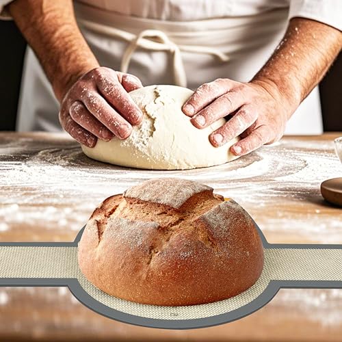 Silicone Bread Sling, Non-Stick & Easy Clean Dutch Oven Baking Mat with Longer Handles, Silicone Baking Sling to Transfer SourDough Easily, Reusable Bread Mat Set - color: 1 Pc Grey Round