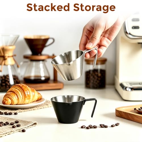 2 Pc Stainless Steel Espresso Shot Cups, 3.4oz/100ml, Silver+Black - color: 07_ Silver 1pc + Black 1pc