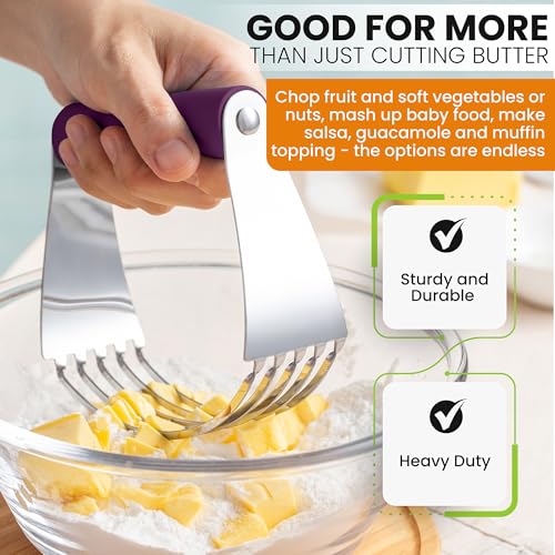 Spring Chef Large Dough Blender For Baking - Durable Pastry Blender, Purple - color: Purple, size: 4" Large