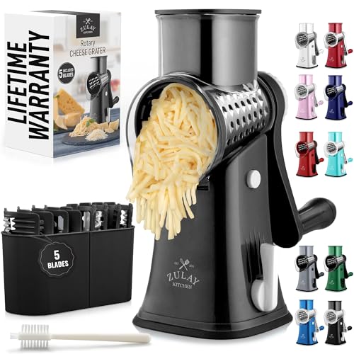 Rotary Cheese Grater Hand Crank, Vegetable Shredder - Black & Chrome - color: 01 - Black