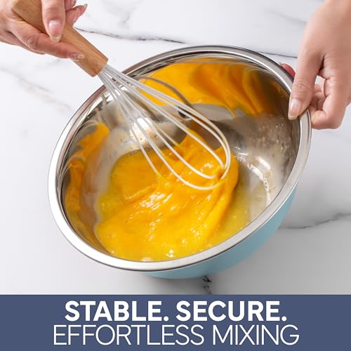 COOK WITH COLOR Stainless Steel Mixing Bowls Set - Nesting Bowls, 6 Pieces, Blue - color: Blue