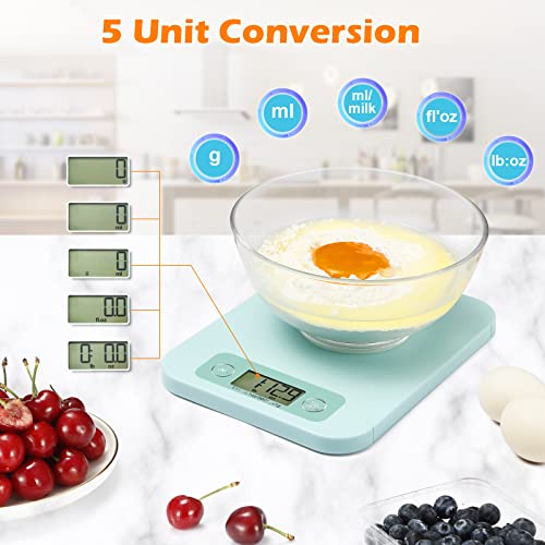 URAMAZ Smart Food Scale with Nutritional Calculator, Digital Kitchen Scale with Bluetooth App for Weight Loss, Food Weight Scale for Diet, Keto, Macro, Calories Counting, Tracking, 11lb - color: Light Green