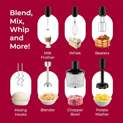 MuellerLiving Immersion Hand Blender - Full Set 7 Attachments, 8 speed - size: Blender Stick with 7 Accessories